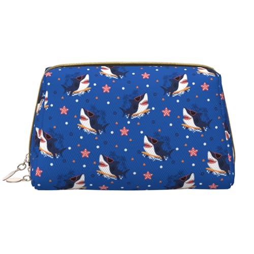VOSERY Make-up-Tasche, Kosmetiktasche, Reise-Kulturbeutel für Frauen, Cartoon-Glückliche Brille, niedlicher Hai, Make-up-Tasche, große Kapazität, Make-up-Tasche, Organizer, niedliche Make-up-Tasche VOSERY Make-up-Tasche, Kosmetiktasche, Reise-Kulturbeutel für Frauen, Cartoon-Glückliche Brille, niedlicher Hai, Make-up-Tasche, große Kapazität, Make-up-Tasche, Organizer, niedliche Make-up-Tasche von VOSERY