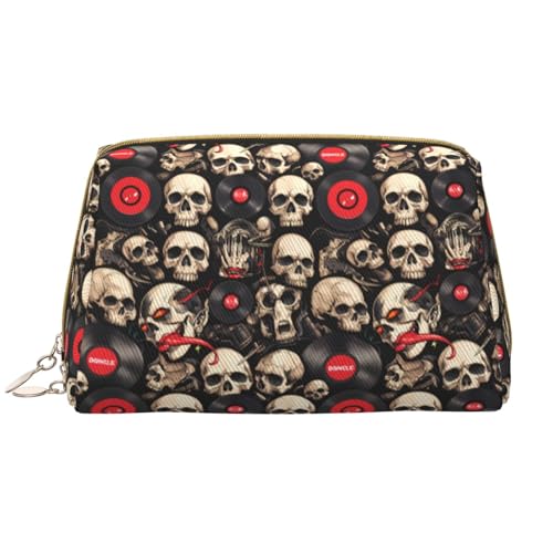 VOSERY Make-up-Tasche, Kosmetiktasche, Reise-Kulturbeutel für Frauen, Rock-Rekord-Totenkopf-Make-up-Tasche, große Kapazität, Make-up-Tasche, Organizer, niedliche Make-up-Tasche, wasserdichte von VOSERY