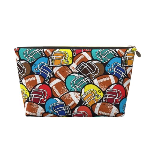 VOSERY Make-up-Tasche aus Leder, Kosmetiktasche, Reise-Kulturbeutel für Damen, American Football-Make-up-Tasche, Organizer, niedliche Make-up-Tasche, wasserdichte Make-up-Tasche von VOSERY