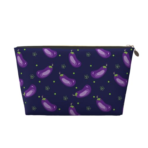 VOSERY Make-up-Tasche aus Leder, Kosmetiktasche, Reise-Kulturbeutel für Damen, Auberginen-Make-up-Tasche, Organizer, niedliche Make-up-Tasche, wasserdichte Make-up-Tasche von VOSERY