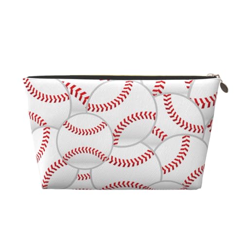 VOSERY Make-up-Tasche aus Leder, Kosmetiktasche, Reise-Kulturbeutel für Damen, Baseball-Make-up-Tasche, Organizer, niedliche Make-up-Tasche, wasserdichte Make-up-Tasche von VOSERY