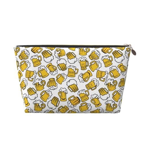 VOSERY Make-up-Tasche aus Leder, Kosmetiktasche, Reise-Kulturbeutel für Damen, Bierdruck, Make-up-Tasche, Organizer, niedliche Make-up-Tasche, wasserdichte Make-up-Tasche von VOSERY