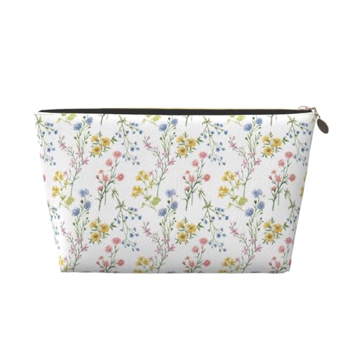 VOSERY Make-up-Tasche aus Leder, Kosmetiktasche, Reise-Kulturbeutel für Damen, Blumendruck, Make-up-Tasche, Organizer, niedliche Make-up-Tasche, wasserdichte Make-up-Tasche von VOSERY