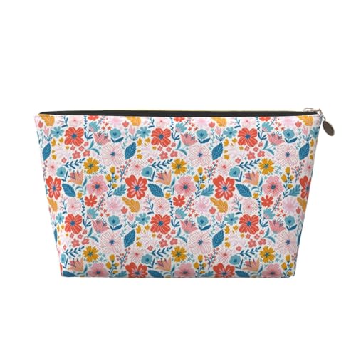 VOSERY Make-up-Tasche aus Leder, Kosmetiktasche, Reise-Kulturbeutel für Damen, Blumenmuster, Make-up-Tasche, Organizer, niedliche Make-up-Tasche, wasserdichte Make-up-Tasche von VOSERY