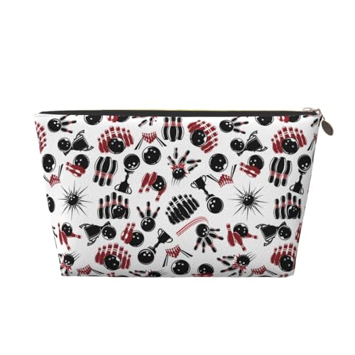 VOSERY Make-up-Tasche aus Leder, Kosmetiktasche, Reise-Kulturbeutel für Damen, Bowling-Make-up-Tasche, Organizer, niedliche Make-up-Tasche, wasserdichte Make-up-Tasche von VOSERY