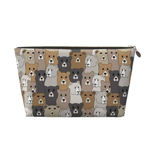 VOSERY Make-up-Tasche aus Leder, Kosmetiktasche, Reise-Kulturbeutel für Damen, Cartoon-Bär-Make-up-Tasche, Organizer, niedliche Make-up-Tasche, wasserdichte Make-up-Tasche von VOSERY