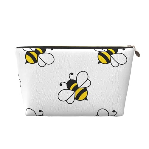 VOSERY Make-up-Tasche aus Leder, Kosmetiktasche, Reise-Kulturbeutel für Damen, Cartoon-Bienen-Make-up-Tasche, Organizer, niedliche Make-up-Tasche, wasserdichte Make-up-Tasche von VOSERY