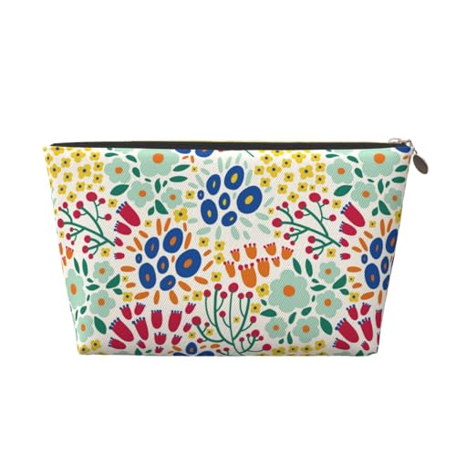 VOSERY Make-up-Tasche aus Leder, Kosmetiktasche, Reise-Kulturbeutel für Damen, Cartoon-Blumen, B-Make-up-Tasche, Organizer, niedliche Make-up-Tasche, wasserdichte Make-up-Tasche von VOSERY