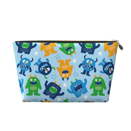 VOSERY Make-up-Tasche aus Leder, Kosmetiktasche, Reise-Kulturbeutel für Damen, Cartoon-Monster-Make-up-Tasche, Organizer, niedliche Make-up-Tasche, wasserdichte Make-up-Tasche von VOSERY
