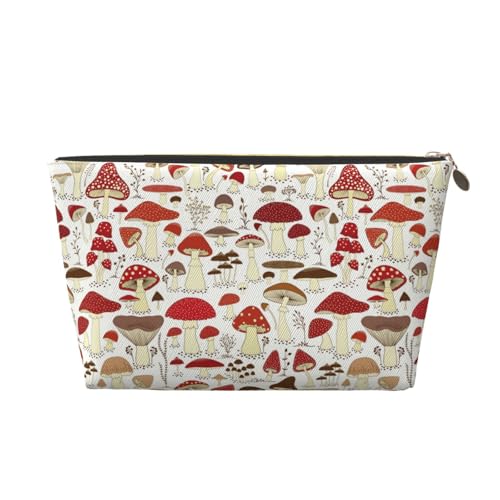 VOSERY Make-up-Tasche aus Leder, Kosmetiktasche, Reise-Kulturbeutel für Damen, Cartoon-Pilz-Make-up-Tasche, Organizer, niedliche Make-up-Tasche, wasserdichte Make-up-Tasche von VOSERY