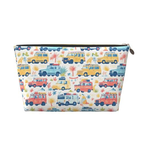 VOSERY Make-up-Tasche aus Leder, Kosmetiktasche, Reise-Kulturbeutel für Damen, Cartoon-Reise, Wohnmobil, SUV, Make-up-Tasche, Organizer, niedliche Make-up-Tasche, wasserdichte Make-up-Tasche von VOSERY