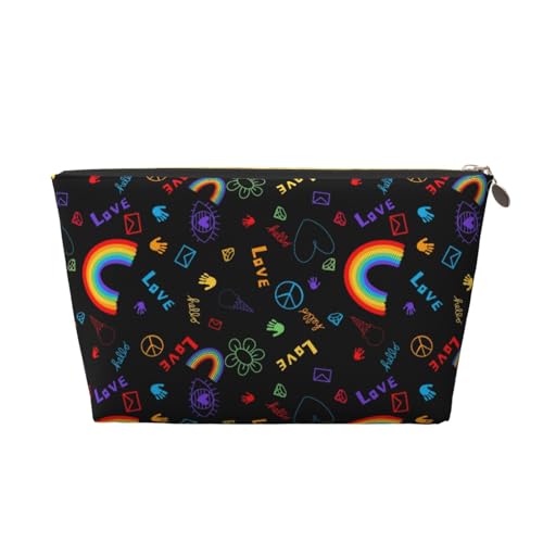 VOSERY Make-up-Tasche aus Leder, Kosmetiktasche, Reise-Kulturbeutel für Damen, Cartoon-Stolz, Make-up-Tasche, Organizer, niedliche Make-up-Tasche, wasserdichte Make-up-Tasche von VOSERY