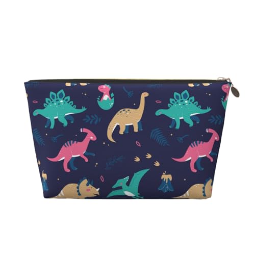 VOSERY Make-up-Tasche aus Leder, Kosmetiktasche, Reise-Kulturbeutel für Damen, Dinosaurier-Druck, L-Organizer, niedliche Make-up-Tasche, wasserdichte Make-up-Tasche von VOSERY