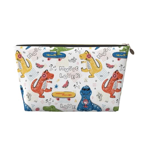 VOSERY Make-up-Tasche aus Leder, Kosmetiktasche, Reise-Kulturbeutel für Damen, Dinosaurier-Make-up-Tasche, Organizer, niedliche Make-up-Tasche, wasserdichte Make-up-Tasche von VOSERY