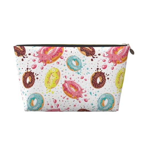VOSERY Make-up-Tasche aus Leder, Kosmetiktasche, Reise-Kulturbeutel für Damen, Donut-Druck, Nr. 9018, Make-up-Tasche, Organizer, niedliche Make-up-Tasche, wasserdichte Make-up-Tasche von VOSERY