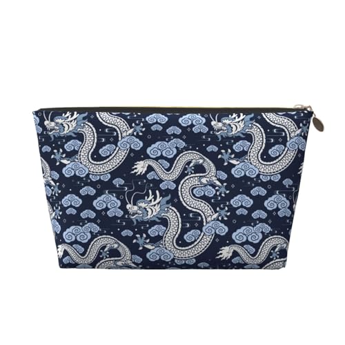 VOSERY Make-up-Tasche aus Leder, Kosmetiktasche, Reise-Kulturbeutel für Damen, Drachen-A-Organizer, niedliche Make-up-Tasche, wasserdichte Make-up-Tasche von VOSERY