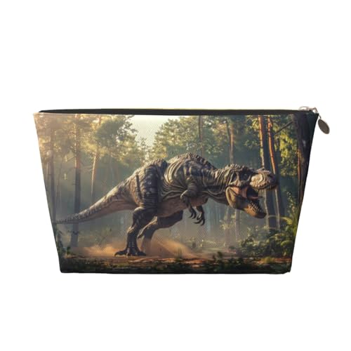 VOSERY Make-up-Tasche aus Leder, Kosmetiktasche, Reise-Kulturbeutel für Damen, Dschungel-Dinosaurier-Make-up-Tasche, Organizer, niedliche Make-up-Tasche, wasserdichte Make-up-Tasche von VOSERY
