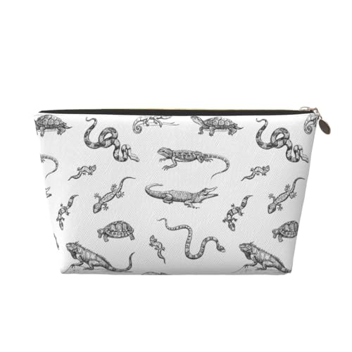 VOSERY Make-up-Tasche aus Leder, Kosmetiktasche, Reise-Kulturbeutel für Damen, Eidechse, Schlange, Schildkröte, Krokodil-Make-up-Tasche, Organizer, niedliche Make-up-Tasche, wasserdichte von VOSERY