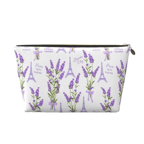 VOSERY Make-up-Tasche aus Leder, Kosmetiktasche, Reise-Kulturbeutel für Damen, Eiffelturm, lila, Make-up-Tasche, Organizer, niedliche Make-up-Tasche, wasserdichte Make-up-Tasche von VOSERY