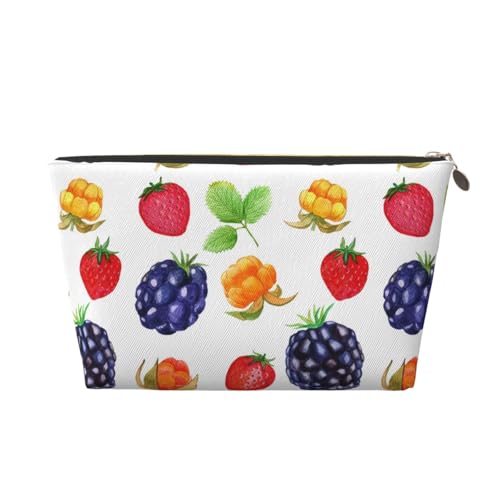 VOSERY Make-up-Tasche aus Leder, Kosmetiktasche, Reise-Kulturbeutel für Damen, Erdbeerfrucht, Make-up-Tasche, Organizer, niedliche Make-up-Tasche, wasserdichte Make-up-Tasche von VOSERY
