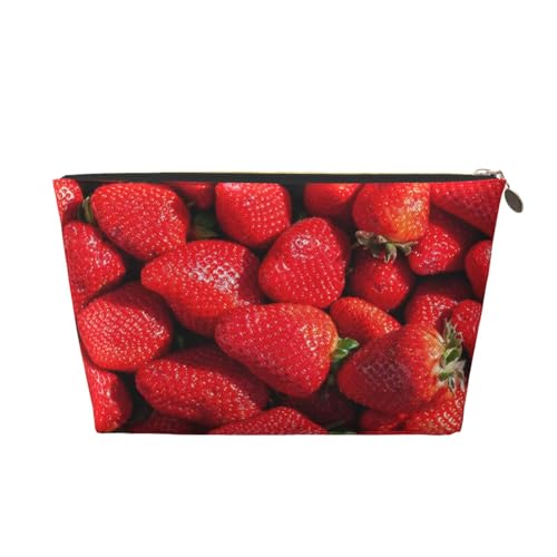 VOSERY Make-up-Tasche aus Leder, Kosmetiktasche, Reise-Kulturbeutel für Damen, Erdbeerrot, Make-up-Tasche, Organizer, niedliche Make-up-Tasche, wasserdichte Make-up-Tasche von VOSERY