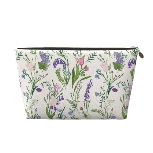 VOSERY Make-up-Tasche aus Leder, Kosmetiktasche, Reise-Kulturbeutel für Damen, Glyzinien-Blume, Make-up-Tasche, Organizer, niedliche Make-up-Tasche, wasserdichte Make-up-Tasche von VOSERY
