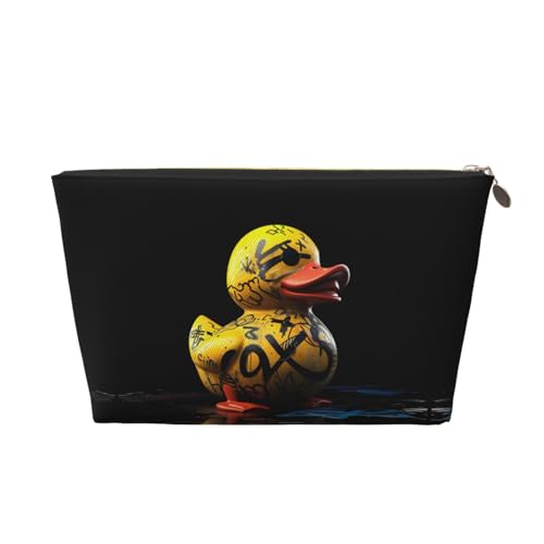 VOSERY Make-up-Tasche aus Leder, Kosmetiktasche, Reise-Kulturbeutel für Damen, Graffiti, gelbe Ente, Make-up-Tasche, Organizer, niedliche Make-up-Tasche, wasserdichte Make-up-Tasche von VOSERY