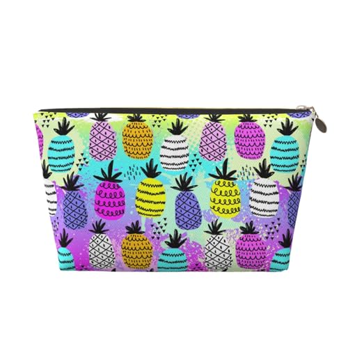 VOSERY Make-up-Tasche aus Leder, Kosmetiktasche, Reise-Kulturbeutel für Damen, Graffiti-Ananas, Make-up-Tasche, Organizer, niedliche Make-up-Tasche, wasserdichte Make-up-Tasche von VOSERY