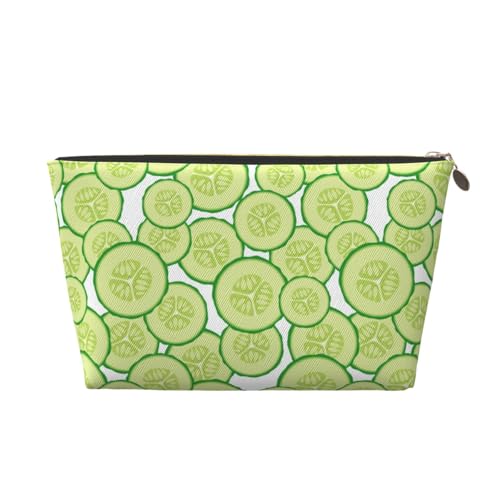 VOSERY Make-up-Tasche aus Leder, Kosmetiktasche, Reise-Kulturbeutel für Damen, Gurkenscheiben, Make-up-Tasche, Organizer, niedliche Make-up-Tasche, wasserdichte Make-up-Tasche von VOSERY