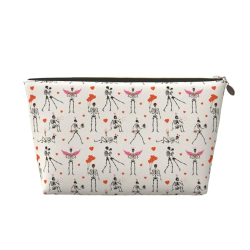 VOSERY Make-up-Tasche aus Leder, Kosmetiktasche, Reise-Kulturbeutel für Damen, Halloween, Totenkopf-Make-up-Tasche, Organizer, niedliche Make-up-Tasche, wasserdichte Make-up-Tasche von VOSERY