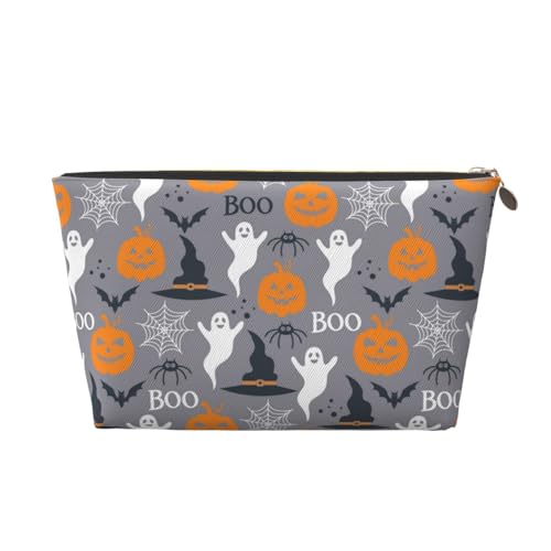 VOSERY Make-up-Tasche aus Leder, Kosmetiktasche, Reise-Kulturbeutel für Damen, Halloween-Kürbis-Make-up-Tasche, Organizer, niedliche Make-up-Tasche, wasserdichte Make-up-Tasche von VOSERY