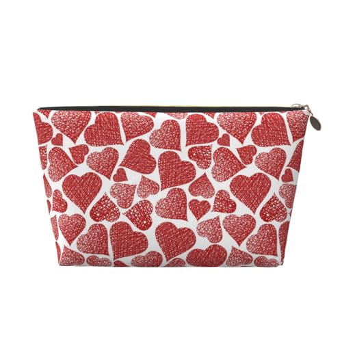 VOSERY Make-up-Tasche aus Leder, Kosmetiktasche, Reise-Kulturbeutel für Damen, Herzen, Make-up-Tasche, Organizer, niedliche Make-up-Tasche, wasserdichte Make-up-Tasche von VOSERY