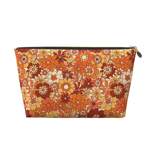 VOSERY Make-up-Tasche aus Leder, Kosmetiktasche, Reise-Kulturbeutel für Damen, Hippie-Blumen-Organizer, niedliche Make-up-Tasche, wasserdichte Make-up-Tasche von VOSERY
