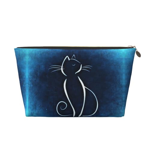 VOSERY Make-up-Tasche aus Leder, Kosmetiktasche, Reise-Kulturbeutel für Damen, Katzenskizze, Make-up-Tasche, Organizer, niedliche Make-up-Tasche, wasserdichte Make-up-Tasche von VOSERY