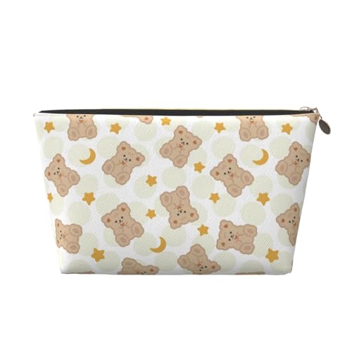VOSERY Make-up-Tasche aus Leder, Kosmetiktasche, Reise-Kulturbeutel für Damen, Kawaii-Bär-Make-up-Tasche, Organizer, niedliche Make-up-Tasche, wasserdichte Make-up-Tasche von VOSERY