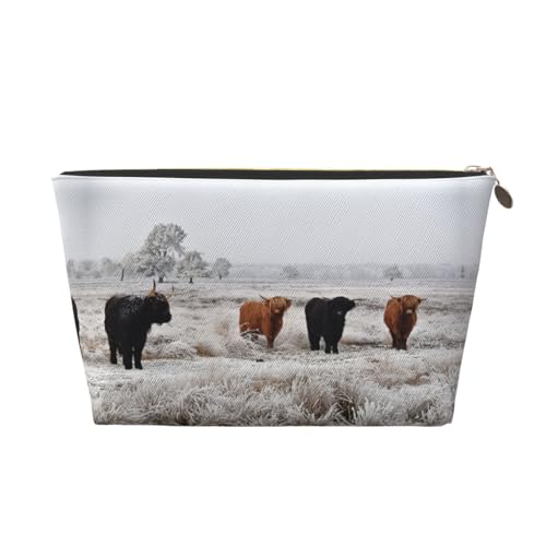 VOSERY Make-up-Tasche aus Leder, Kosmetiktasche, Reise-Kulturbeutel für Damen, Kuh-Kulturbeutel, Organizer, niedliche Make-up-Tasche, wasserdichte Make-up-Tasche von VOSERY