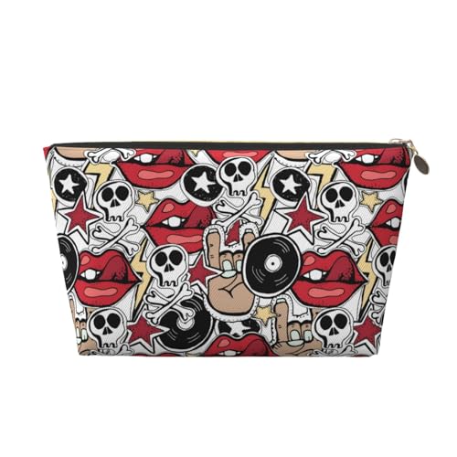 VOSERY Make-up-Tasche aus Leder, Kosmetiktasche, Reise-Kulturbeutel für Damen, Lippenschädel, Make-up-Tasche, Organizer, niedliche Make-up-Tasche, wasserdichte Make-up-Tasche von VOSERY