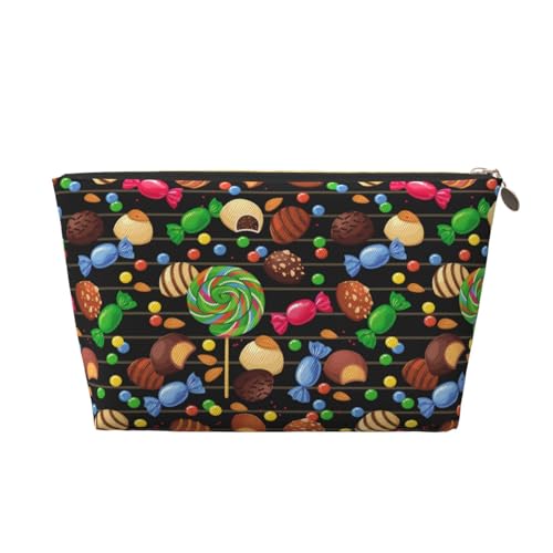 VOSERY Make-up-Tasche aus Leder, Kosmetiktasche, Reise-Kulturbeutel für Damen, Lutscher, Süßigkeiten, Schokoladenbohnen, Make-up-Tasche, Organizer, niedliche Make-up-Tasche, wasserdichte von VOSERY