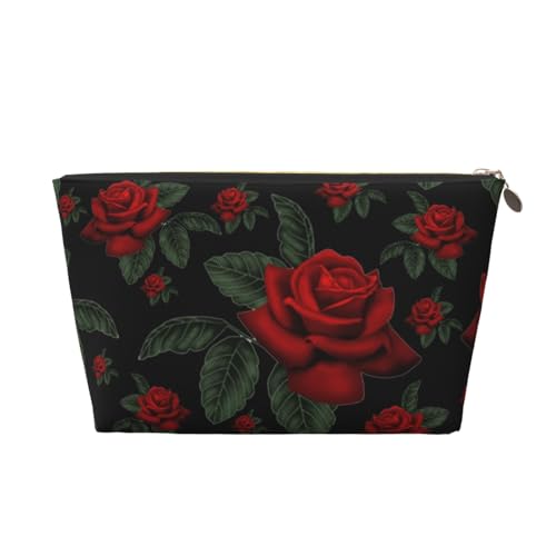 VOSERY Make-up-Tasche aus Leder, Kosmetiktasche, Reise-Kulturbeutel für Damen, Rosen, Make-up-Tasche, Organizer, niedliche Make-up-Tasche, wasserdichte Make-up-Tasche von VOSERY