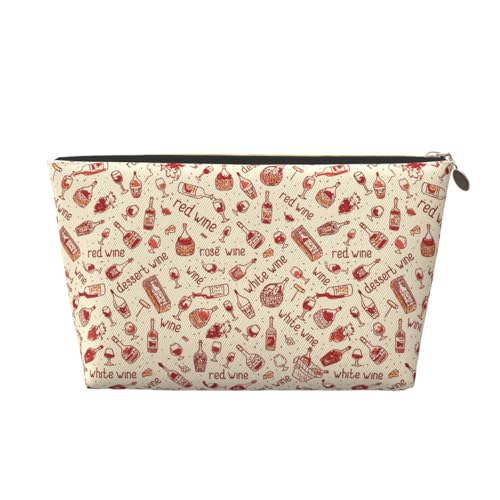 VOSERY Make-up-Tasche aus Leder, Kosmetiktasche, Reise-Kulturbeutel für Damen, Rotwein, Make-up-Tasche, Organizer, niedliche Make-up-Tasche, wasserdichte Make-up-Tasche von VOSERY