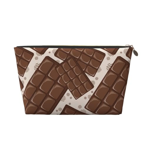 VOSERY Make-up-Tasche aus Leder, Kosmetiktasche, Reise-Kulturbeutel für Damen, Schokoladenmuster, niedlicher Make-up-Tasche, Organizer, niedliche Make-up-Tasche, wasserdichte Make-up-Tasche von VOSERY