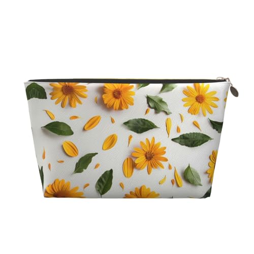VOSERY Make-up-Tasche aus Leder, Kosmetiktasche, Reise-Kulturbeutel für Damen, Sonnenblumen-Make-up-Tasche, Organizer, niedliche Make-up-Tasche, wasserdichte Make-up-Tasche von VOSERY