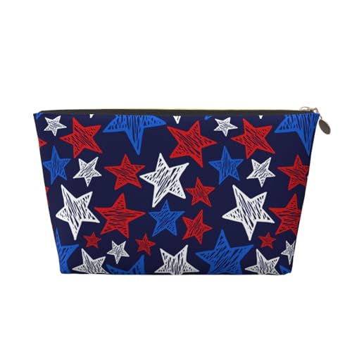 VOSERY Make-up-Tasche aus Leder, Kosmetiktasche, Reise-Kulturbeutel für Damen, USA-Flagge, Stern-Make-up-Tasche, Organizer, niedliche Make-up-Tasche, wasserdichte Make-up-Tasche von VOSERY