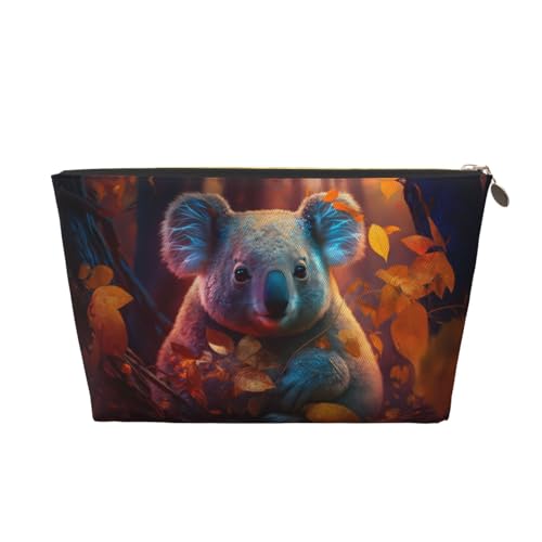 VOSERY Make-up-Tasche aus Leder, Kosmetiktasche, Reise-Kulturbeutel für Damen, Wald-Koala-Make-up-Tasche, Organizer, niedliche Make-up-Tasche, wasserdichte Make-up-Tasche von VOSERY