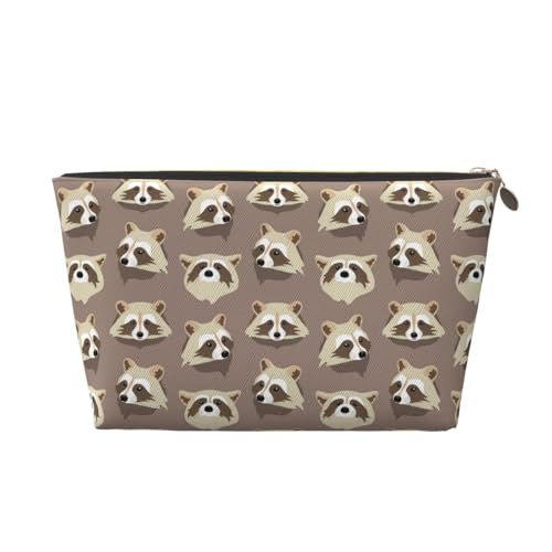 VOSERY Make-up-Tasche aus Leder, Kosmetiktasche, Reise-Kulturbeutel für Damen, Waschbär-Make-up-Tasche, Organizer, niedliche Make-up-Tasche, wasserdichte Make-up-Tasche von VOSERY