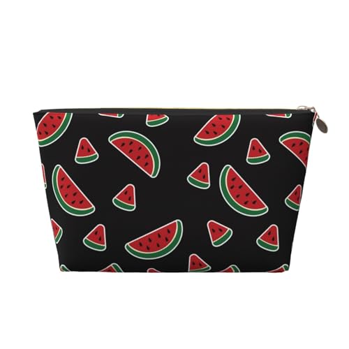 VOSERY Make-up-Tasche aus Leder, Kosmetiktasche, Reise-Kulturbeutel für Damen, Wassermelonen-Druck, Make-up-Tasche, Organizer, niedliche Make-up-Tasche, wasserdichte Make-up-Tasche von VOSERY