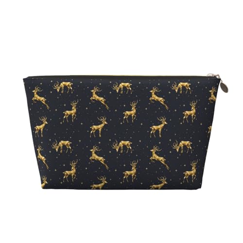 VOSERY Make-up-Tasche aus Leder, Kosmetiktasche, Reise-Kulturbeutel für Damen, Weihnachts-Hirsch-Make-up-Tasche, Organizer, niedliche Make-up-Tasche, wasserdichte Make-up-Tasche von VOSERY