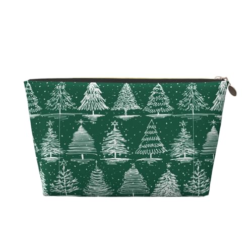 VOSERY Make-up-Tasche aus Leder, Kosmetiktasche, Reise-Kulturbeutel für Damen, Weihnachtsbäume, Make-up-Tasche, Organizer, niedliche Make-up-Tasche, wasserdichte Make-up-Tasche von VOSERY