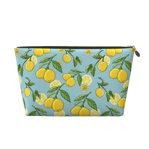 VOSERY Make-up-Tasche aus Leder, Kosmetiktasche, Reise-Kulturbeutel für Damen, Zitrone, niedlicher Make-up-Tasche, Organizer, niedliche Make-up-Tasche, wasserdichte Make-up-Tasche von VOSERY