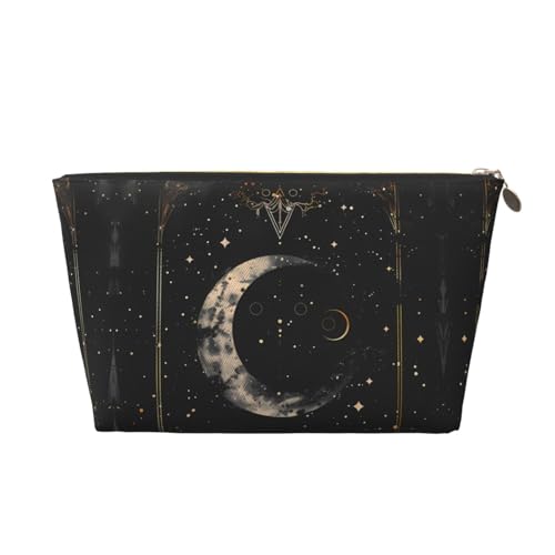 VOSERY Make-up-Tasche aus Leder, Kosmetiktasche, Reise-Kulturbeutel für Damen, abstrakter Sternenhimmel, Mond, Make-up-Tasche, Organizer, niedliche Make-up-Tasche, wasserdichte Make-up-Tasche von VOSERY